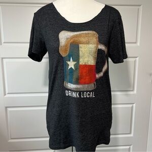 Leisure‎ Lounge SM Women’s Texas Flag Drink Local Black T-Shirt